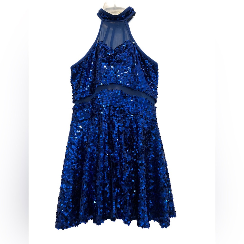 Weissman blue sequin figure skating/dance dress